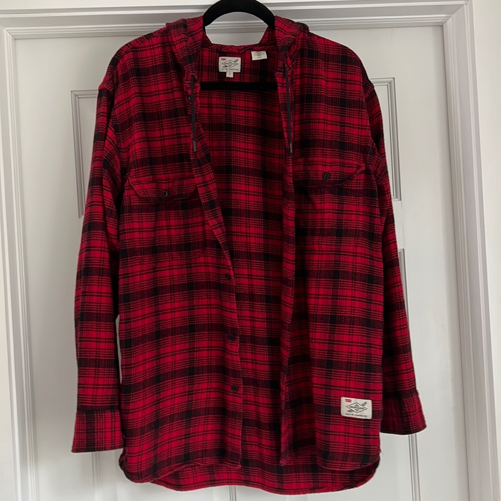 Mens Levi’s button up flannel hoodie